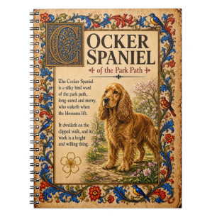 Cocker Spaniel, Middeleeuwse Bestiarium Kunst Notitieboek