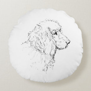 Cocker Spaniel – Minimalistische hondenlijntekenin Rond Kussen