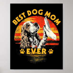 Cocker spaniel moeder retro zonsondergang grappige poster