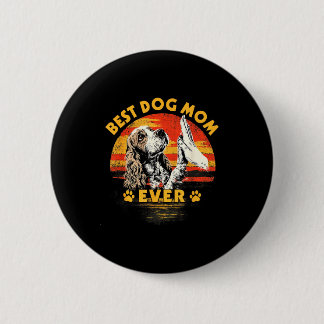 Cocker spaniel moeder retro zonsondergang grappige ronde button 5,7 cm