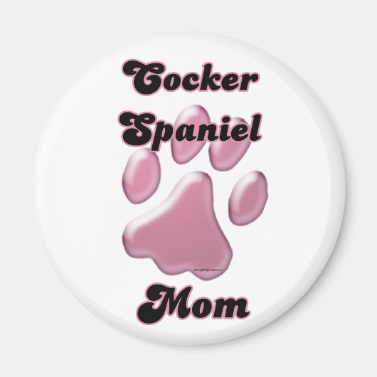 Cocker Spaniel Mom Pawprint rose - Magnet (Devant)