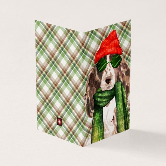 Cocker Spaniel Noël Green Holiday Plaid (Outside)