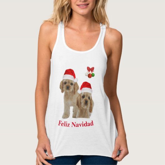 Cocker spaniel Noël T-shirt Débardeur (Devant)