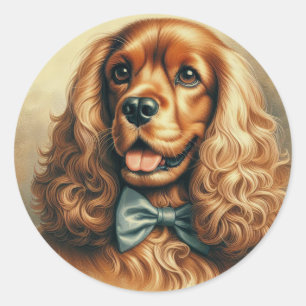Cocker Spaniel Olieverfschilderij Ronde Sticker