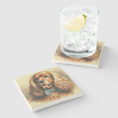 Cocker Spaniel Olieverfschilderij Stenen Onderzetter (Zijkant)