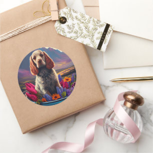 Cocker Spaniel op een peddel: Een landschappelijk Ronde Sticker