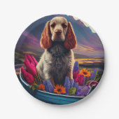 Cocker Spaniel op een peddel: Een Schilderachtig a Papieren Bordje (Voorkant)