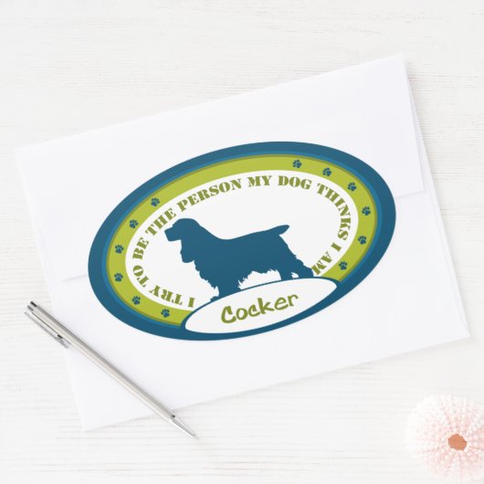COCKER SPANIEL OVALE STICKER (Envelop)