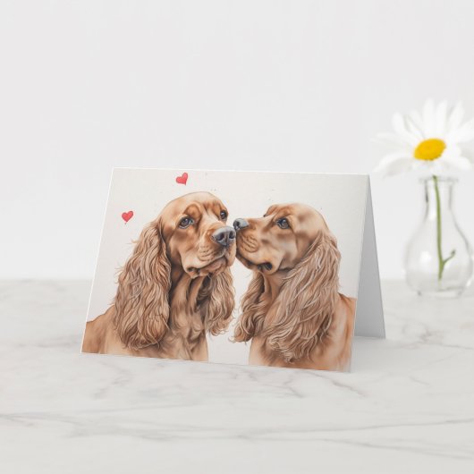 Cocker Spaniel Pair Valentine's Day Kaart (Kleine Plant)