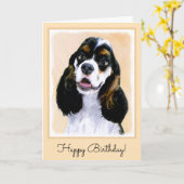 Cocker Spaniel (Parti) Schilderen - Oorspronkelijk Kaart (Gele Bloem)