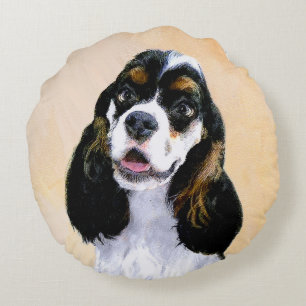 Cocker Spaniel (Parti) Schilderen - Oorspronkelijk Rond Kussen