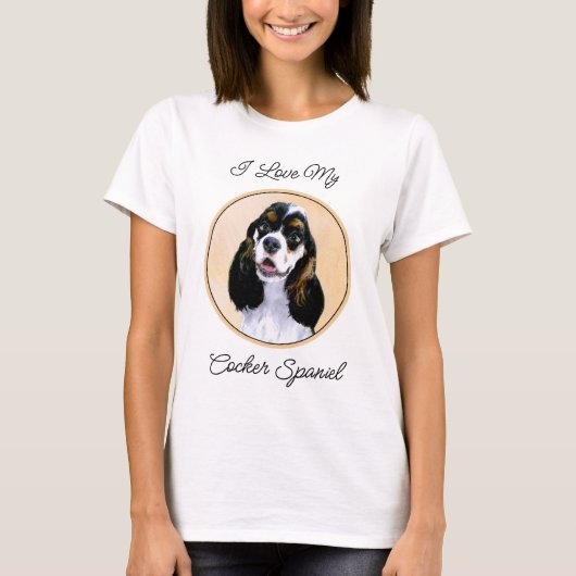 Cocker Spaniel (Parti) Schilderen - Oorspronkelijk T-shirt (Voorkant)