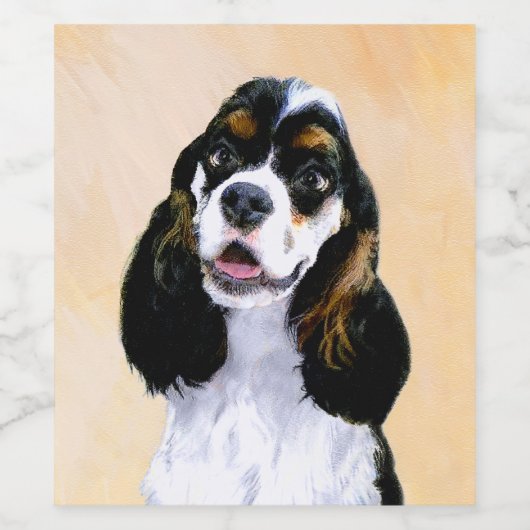 Cocker Spaniel (Parti) Schilderen - Oorspronkelijk Wijn Etiket (Enkel label)