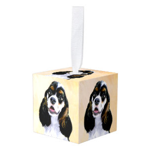 Cocker Spaniel (Parti) Schilderen - Originele Dog Kubus Ornament