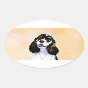 Cocker Spaniel (Parti) Schilderen - Originele Dog Ovale Sticker