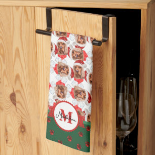 Cocker Spaniel Patroon Monogram Kerst Hond Theedoek