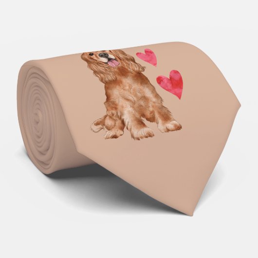 Cocker Spaniel Pattern Stropdas (Opgerold)