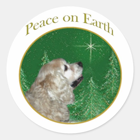 Cocker Spaniel Peace Ronde Sticker (Voorkant)
