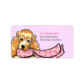 Cocker Spaniel Pink Ribbon Scarf BCA Etiket (Voorkant)