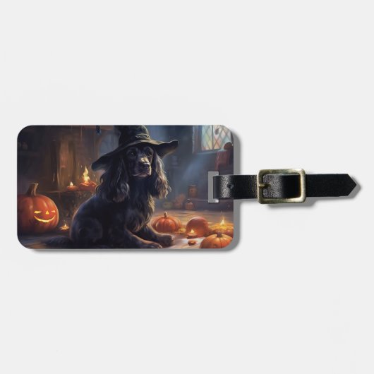 Cocker Spaniel Pompoenen Halloween Scary Bagagelabel (Voorkant horizontaal)
