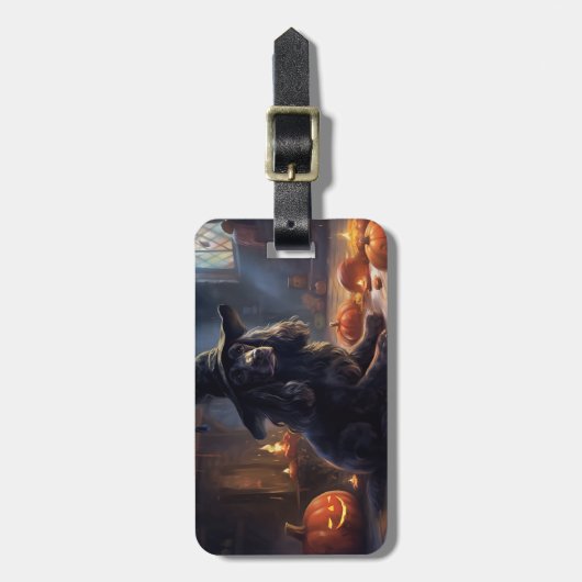 Cocker Spaniel Pompoenen Halloween Scary Bagagelabel (Voorkant verticaal)