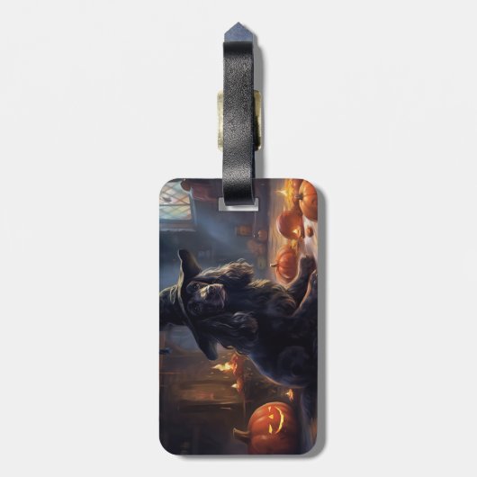 Cocker Spaniel Pompoenen Halloween Scary Bagagelabel (Achterkant verticaal)