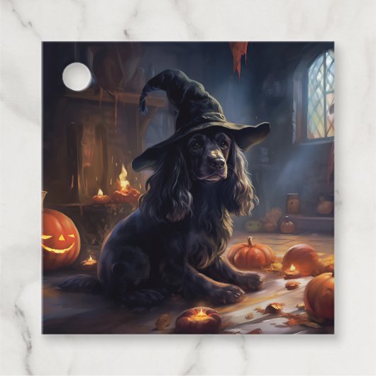 Cocker Spaniel Pompoenen Halloween Scary Bedankjes Labels (Voorkant)