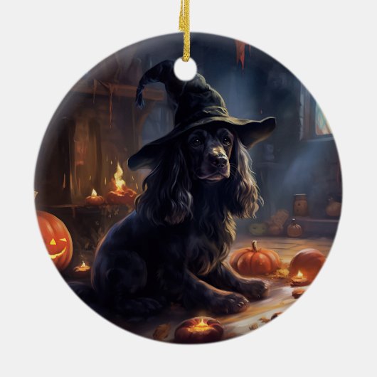 Cocker Spaniel Pompoenen Halloween Scary Keramisch Ornament (Achterkant)