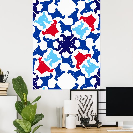 Cocker Spaniel Poster blauw en rood (Thuiskantoor)