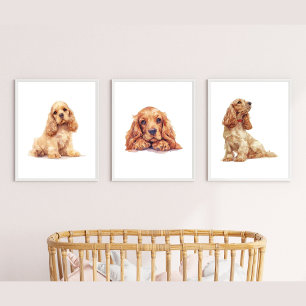 Cocker Spaniel Poster, Cocker Spaniel Lover Gift Muurkunst Sets