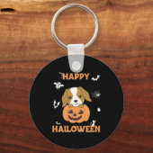 Cocker Spaniel Pumpkin Cute Dogs Happy Halloween Sleutelhanger (Voorkant)