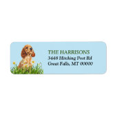 Cocker Spaniel Puppy Daffodil Garden Etiket (Voorkant)