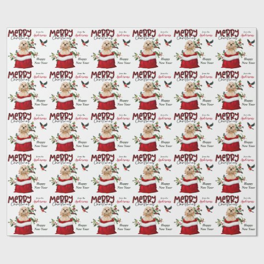 Cocker Spaniel Puppy Dog met kerstcadeau Cadeaupapier (Vlak)