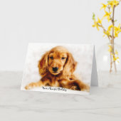 Cocker Spaniel Puppy Happy Birthday Kaart (Gele Bloem)