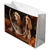 Cocker Spaniel Puppy Herfst Delight Pompoen Groot Cadeauzakje (Achterkant Gekanteld)