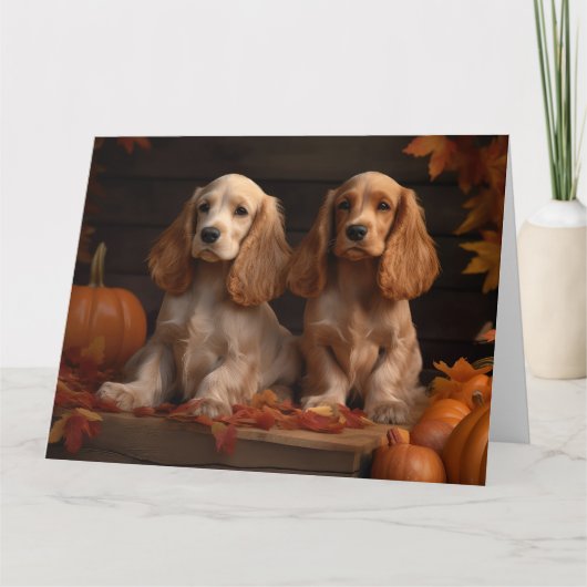Cocker Spaniel Puppy Herfst Delight Pompoen Kaart (Voorkant)