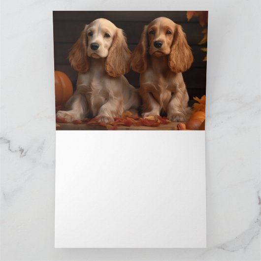 Cocker Spaniel Puppy Herfst Delight Pompoen Kaart (Binnen)