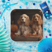 Cocker Spaniel Puppy Herfst Delight Pompoen Papieren Bordje (Feest)