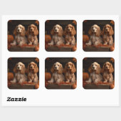 Cocker Spaniel Puppy Herfst Delight Pompoen Vierkante Sticker (Vel)