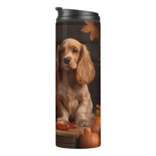 Cocker Spaniel Puppy Herfstvreugde Pompoen Thermosbeker