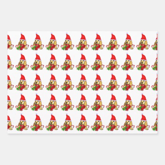 Cocker Spaniel Puppy Kerstmis Inpakpapier Vel (Voorkant 3)