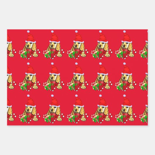 Cocker Spaniel Puppy Kerstmis Inpakpapier Vel (Voorkant 2)