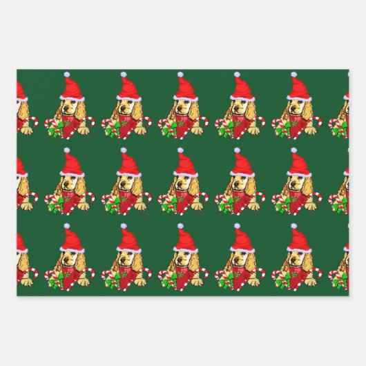 Cocker Spaniel Puppy Kerstmis Inpakpapier Vel (Voorkant)