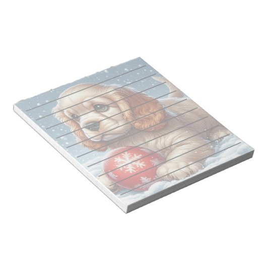 Cocker Spaniel Puppy Rust Op Sneeuw Met Een Bal Notitieblok (Schuin)