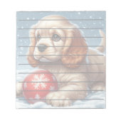 Cocker Spaniel Puppy Rust Op Sneeuw Met Een Bal Notitieblok (Voorkant)