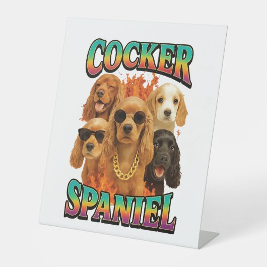 Cocker Spaniel Reclamebord Met Voetstuk (Voorkant)
