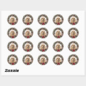 Cocker Spaniel Red Bow Pinecone Wreater Kerstmis Ronde Sticker (Vel)
