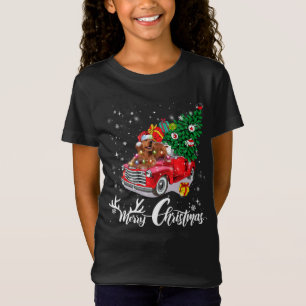 Cocker Spaniel Rides Red Truck Kerstmis Pajama T-shirt