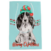 Cocker Spaniel Santa Hat Holiday String Beads Medium Cadeauzakje (Voorkant)