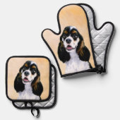 Cocker Spaniel Schilderen Parti Tan Originele Hond Ovenwant & Pannenlap Set (Voorkant / Achterkant)